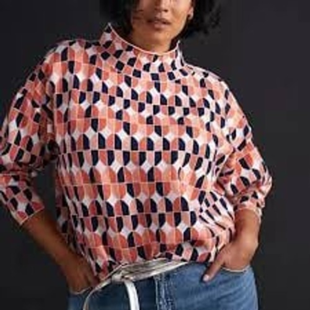 Anthropologie Maeve Carys mock-neck sweater printed size medium